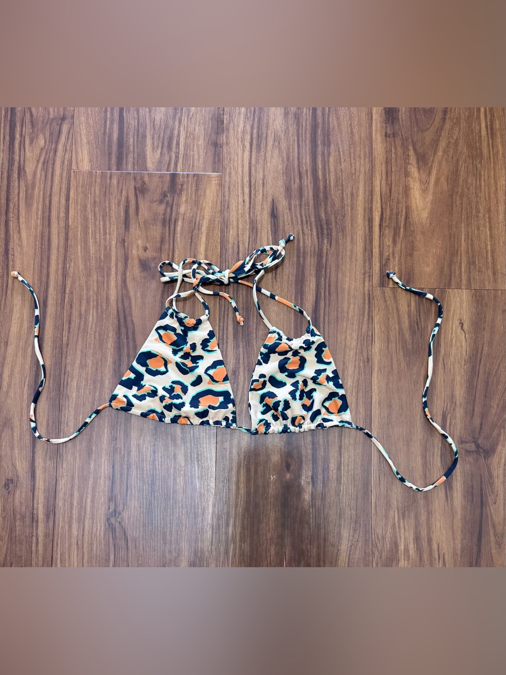 Skatie Leopard Print Triangle Bikini Top Size XL
